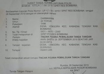 Setahun Lebih Laporan Pemalsuan Tanda Tangan Diduga Dilakukan Kades Lengora Mandek di Polres Bombana
