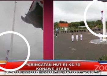 Insiden Bendera Merah Putih Jatuh Warnai Pelaksanaan Upacara HUT ke 76 RI di Konut