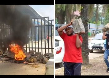 Buruh TKBM Pelabuhan Kendari Segel Kantor DPRD Sultra