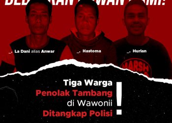 Tiga Warga Penolak Tambang di Wawonii Ditangkap Polisi