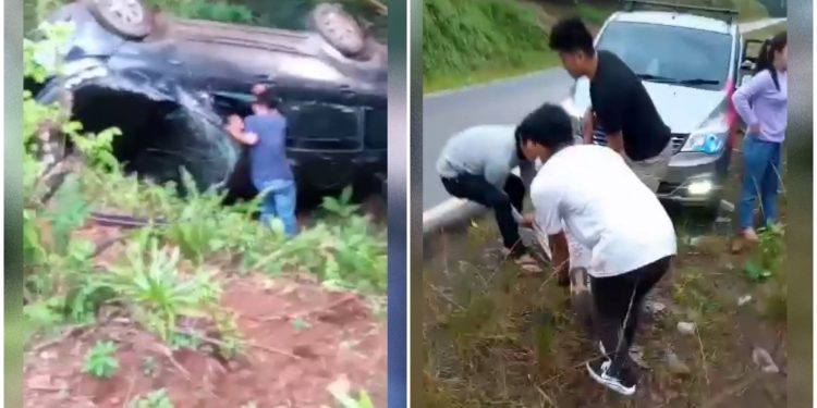 Ketgam: Suasana saat korban yang mengalami laka tunggal di evakuasi warga. Foto: Screnshoot Vidio