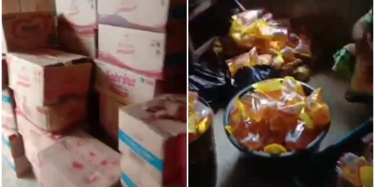 Ketgam: Minyak goreng kemasan menumpuk di tokoh salah satu pedagang di Konawe. Foto: Istimewa