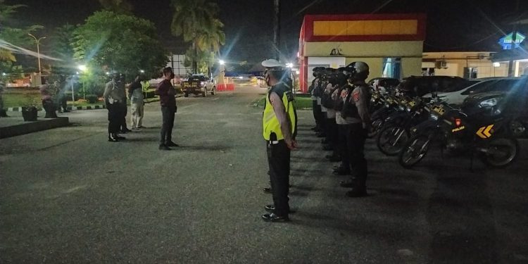 Ketgam: Personel kepolisian gelar apel persiapan patroli Cipkon. Foto: Istimewa