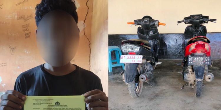 Ketgam: Pelaku dan BB diamankan di Polsek Tinanggea. Foto: Istimewa
