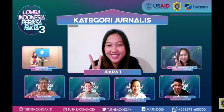 Ketgam : Jurnalis Tirtamedia.id, Annisa Aprilia Monoarfa usai diumumkan sebagai juara 1. Foto: Istimewa