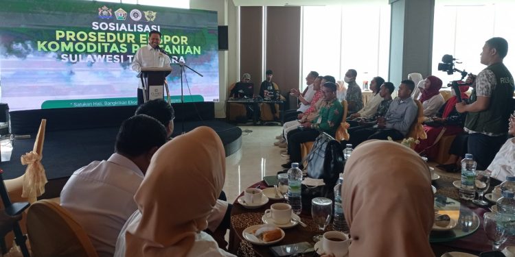 Ketgam : Sosialisasi prosedur ekspor komoditas pertanian Kadin Sultra bersama Disperindag, Bea dan Cukai dan Balai Karantina Kota Kendari, Sabtu 11 Februari 2023. Hal ini dilakukan sebagai upaya mendorong pelaku UMKM di Sultra lebih maju dan berkembang. (Foto : Istimewa)