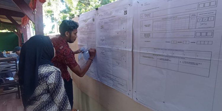 Perhitungan suara, Capres Prabowo-Gibran unggul di TPS 16 Mandonga Kota Kendari.