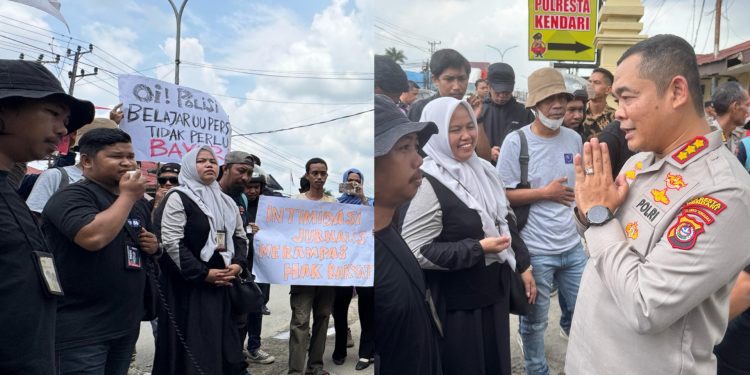 Kolase, Aksi unjuk rasa Forbes jurnalis sultra di Polresta Kendari