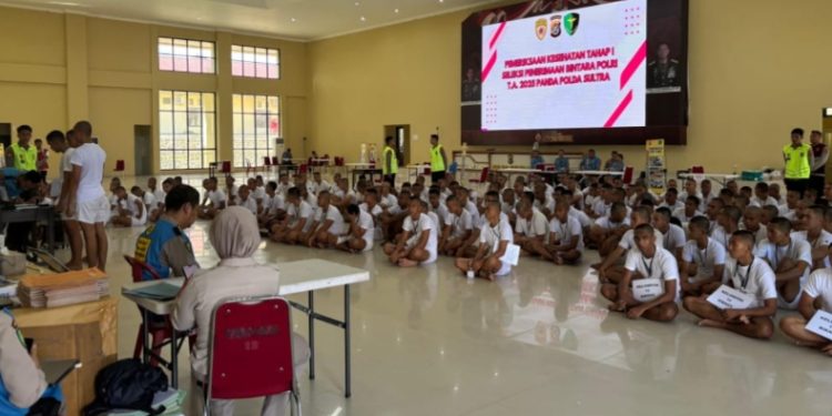 150 Casis Bintara Polri Polda Sultra Jalani Tes Sistem Coding Barcode di Hari Pertama Rikkes Tahap 1. (Foto: Istimewa)