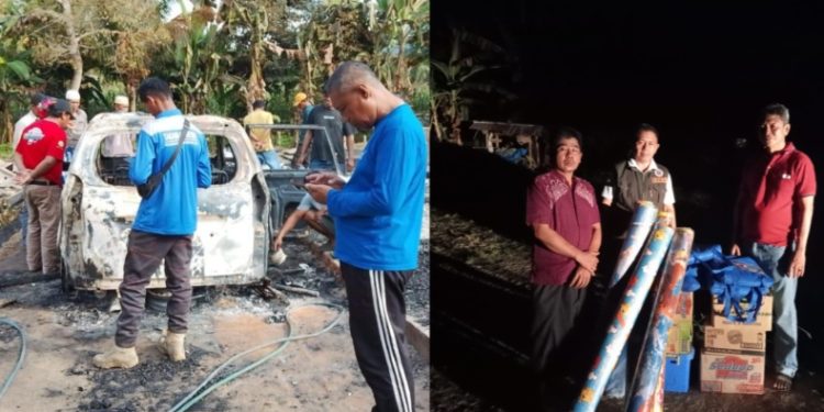 Kebakaran Rumah di Ulundoro Aere, Pemda Kolaka Timur Sigap Turun Tangan Beri Bantuan Korban. Minggu (27/7/2025). (Foto: Istimewa)
