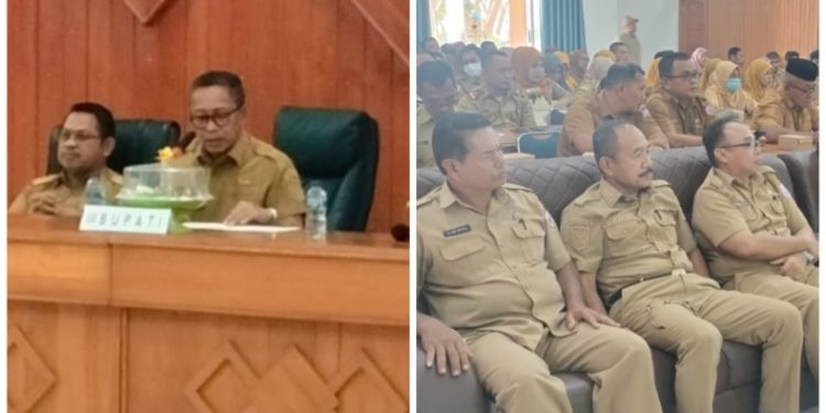 Bupati Buton Utara, Afirudin Mathara, Buka Rakor Evaluasi Birokrasi 2025 di Aula Setda, Selasa (16/9/2025). (Foto: Istimewa)