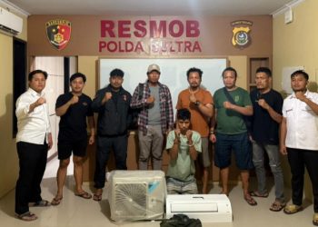 Tim Resmob Polda Sultra ringkus pelaku pencurian 7 AC Mess karyawan berlokasi di Sao-sao Kendari, Rabu (10/9/2025). (Foto: Istimewa)