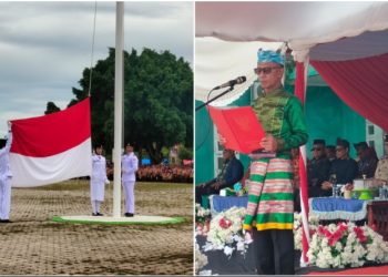 Pemerintah Kabupaten Buton Utara, gelar upacara Hari Sumpah Pemuda ke-97 di Pelataran Islamic Center Taman Minaminanga, Kecamatan Kulisusu, Selasa (28/10/2025). (Foto: Istimewa)