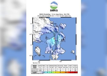 Gempa Bumi Kekuatan M 4.1 Guncang Muna dan Muna Barat, Akibat Aktivitas Sesar Kolaka South, Selasa (16/12/2025). (Foto: BMKG)