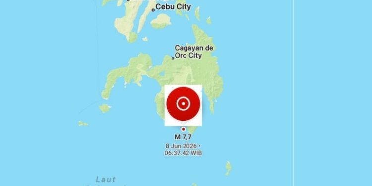 BMKG Keluarkan Peringatan Dini Tsunami Setelah Gempa Magnitudo 7,7 Guncang Sulut, Sultra Aman, Senin (8/6/2026). (Foto: BMKG)